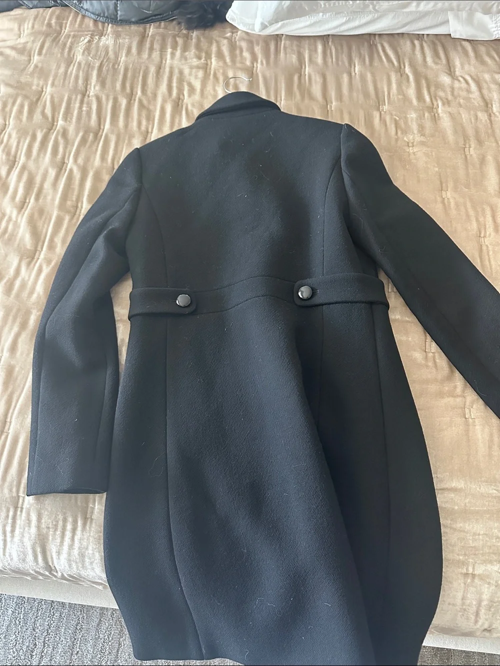 Women’s J Crew Black Wool-Blend Pea Coat with Waist Tabs